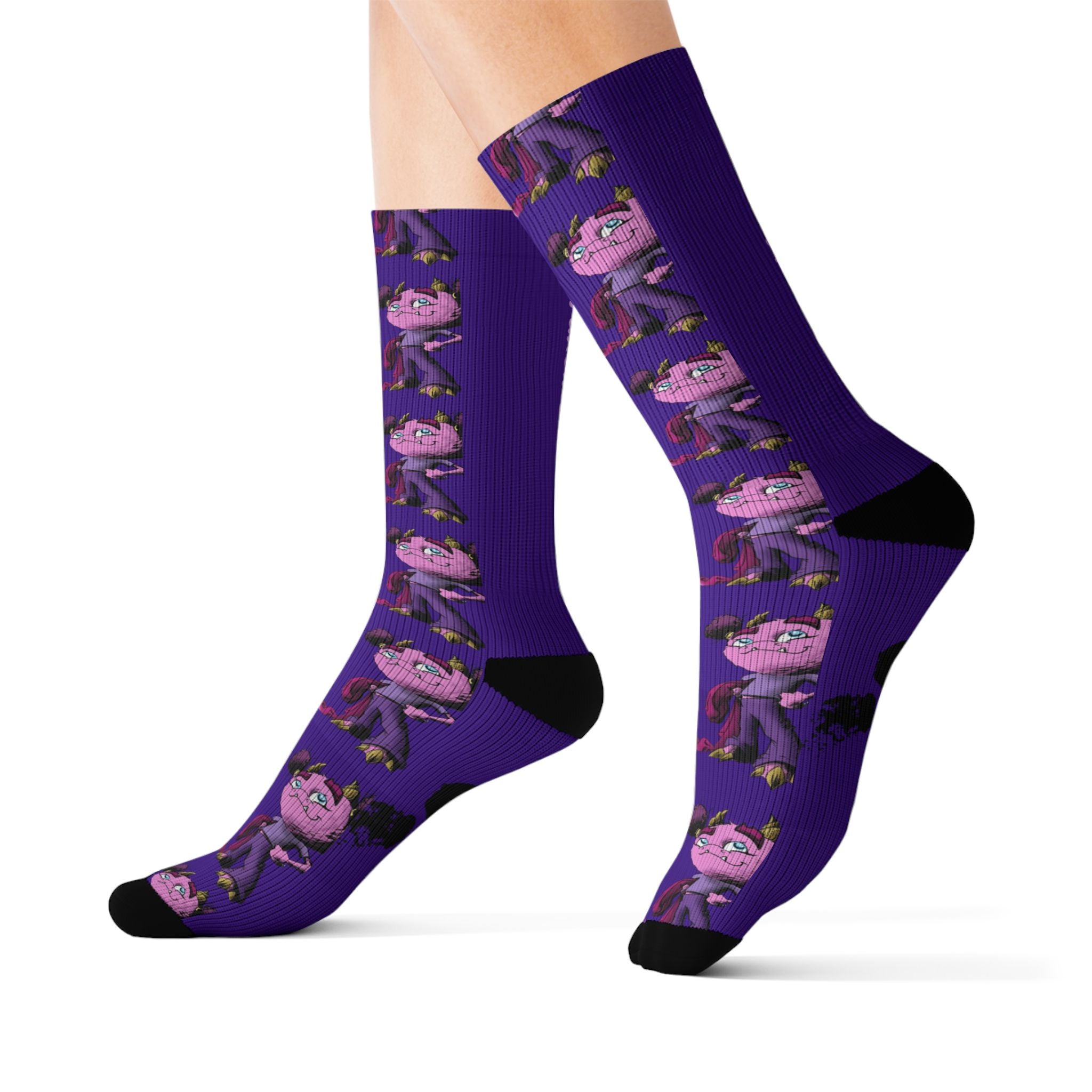 Purple Francine the Monster Sublimation Socks