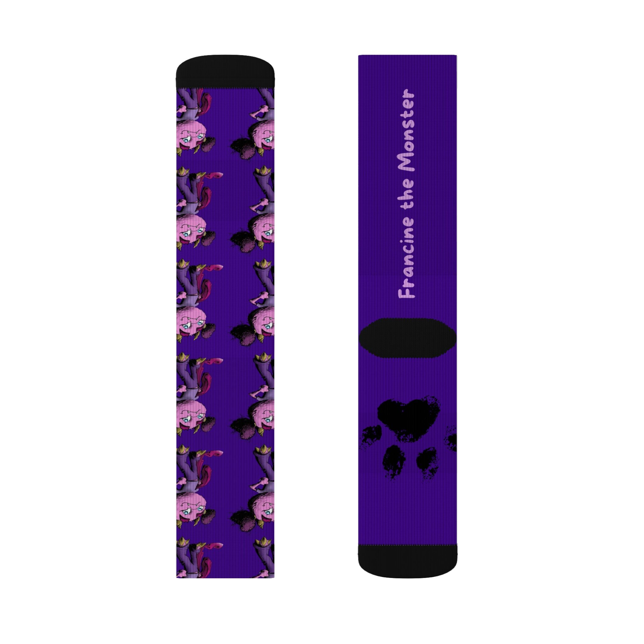 Purple Francine the Monster Sublimation Socks