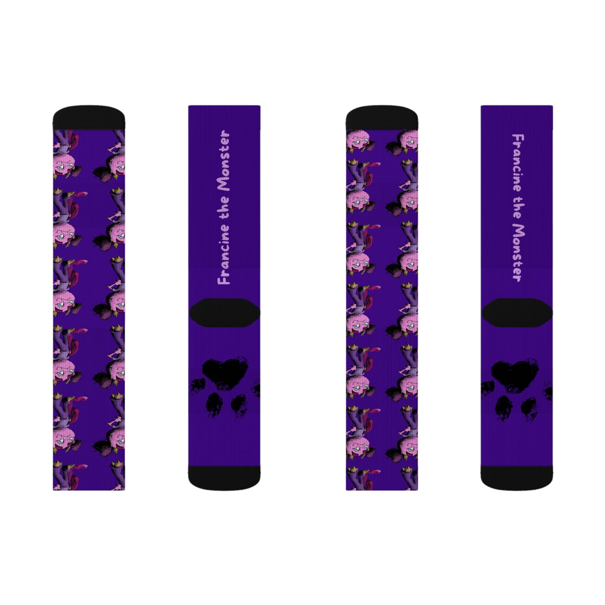 Purple Francine the Monster Sublimation Socks